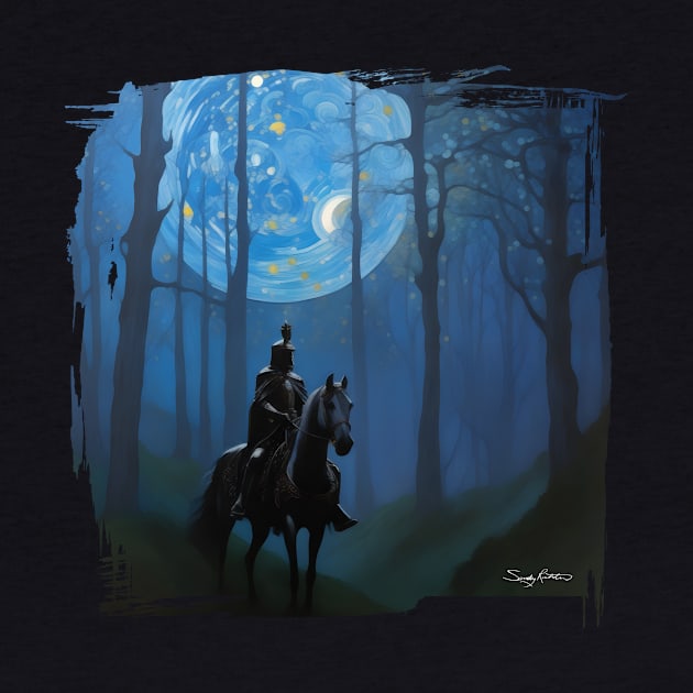 Mysterious Black Knight in the Moonlit by Sandy Richter Art & Designs